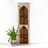 Rajasthan Handmade Indian Furniture Wooden Corner Arch Bookshelf